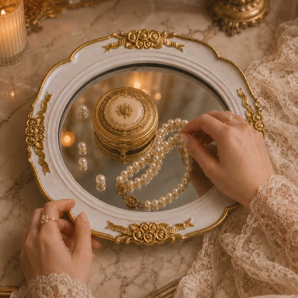 صينية مرآة فرنسية فاخرة